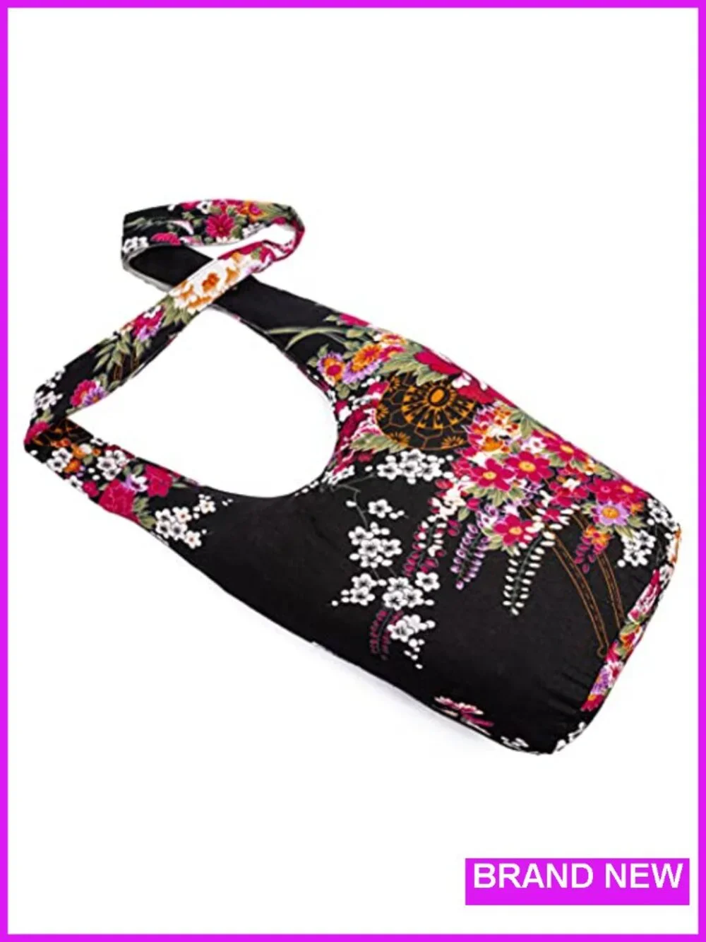 Bohemian Canvas Hippie Hobo Crossbody Bag with Pockets - Large Boho Shoulder Bag